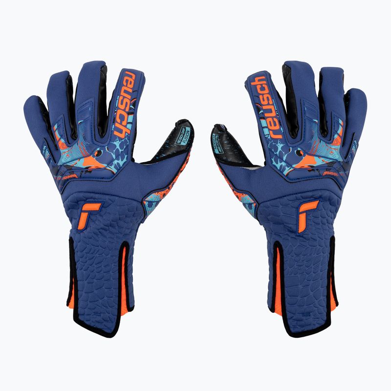 Guanto da portiere Reusch Attrakt Fusion senza spalline AdaptiveFlex blu vero/arancione schocking/nero