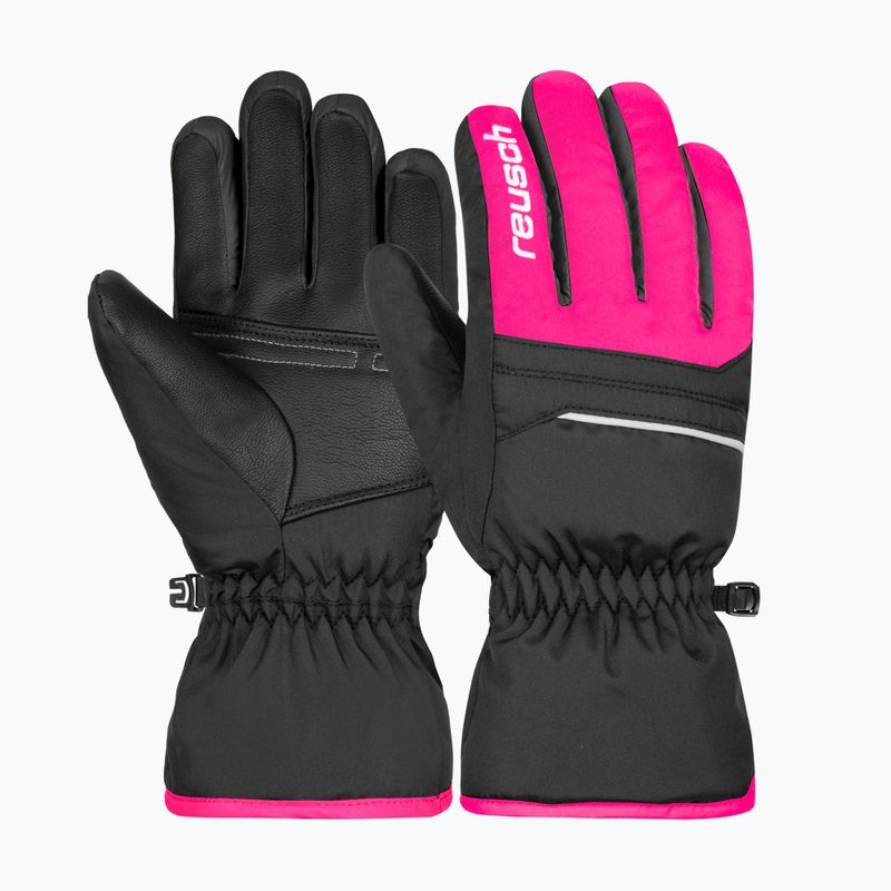 Guanti da sci Reusch per bambini Alan nero/rosa glo 5