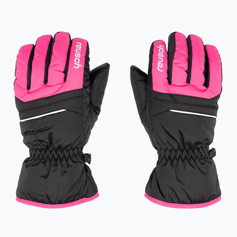 Guanti da sci Reusch per bambini Alan nero/rosa glo 3