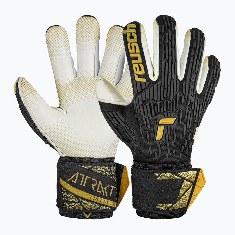 Guanto da portiere Reusch Attrakt Freegel Gold X GluePrint Finger Support nero/oro