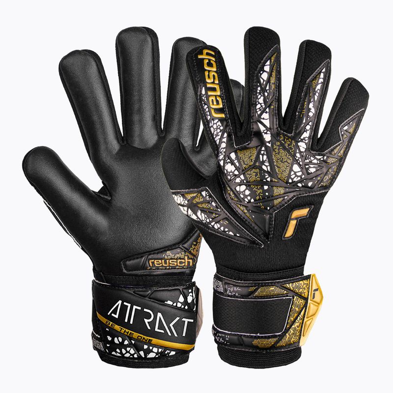 Reusch Attrakt Silver NC Finger Support Guanti da portiere junior nero/oro/bianco/nero