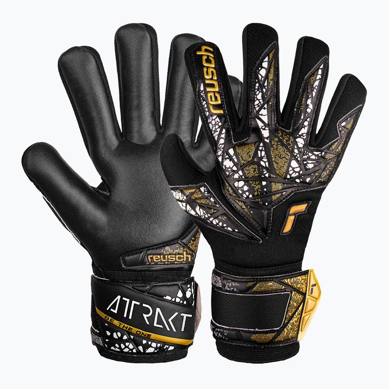 Guanti da portiere Reusch Attrakt Silver NC Finger Support nero/oro/bianco/nero