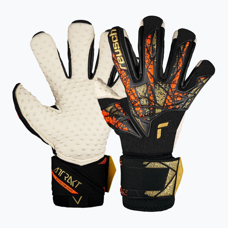 Guanti da portiere Reusch Attrakt SpeedBump Ortho-Tec nero/oro/arancio