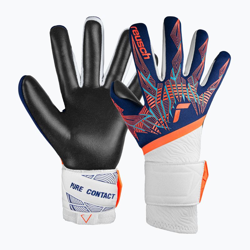 Guanti da portiere Reusch Pure Contact Gold premium blu/arancio elettrico/nero