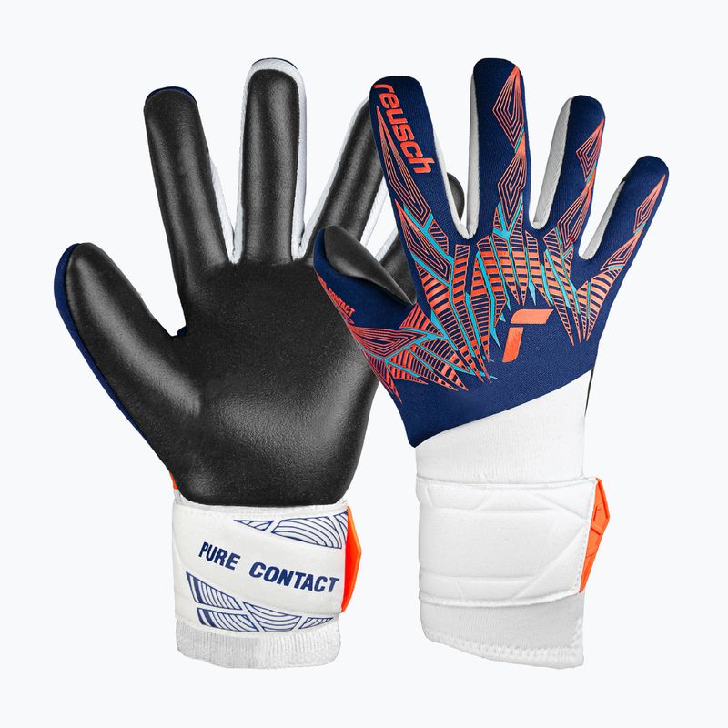 Guanti da portiere per bambini Reusch Pure Contact Silver Junior premium blu/arancio elettrico/nero