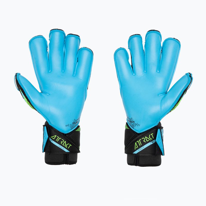 Guanti da portiere Reusch Attrakt Aqua Evolution nero/fluo lime/aqua 2