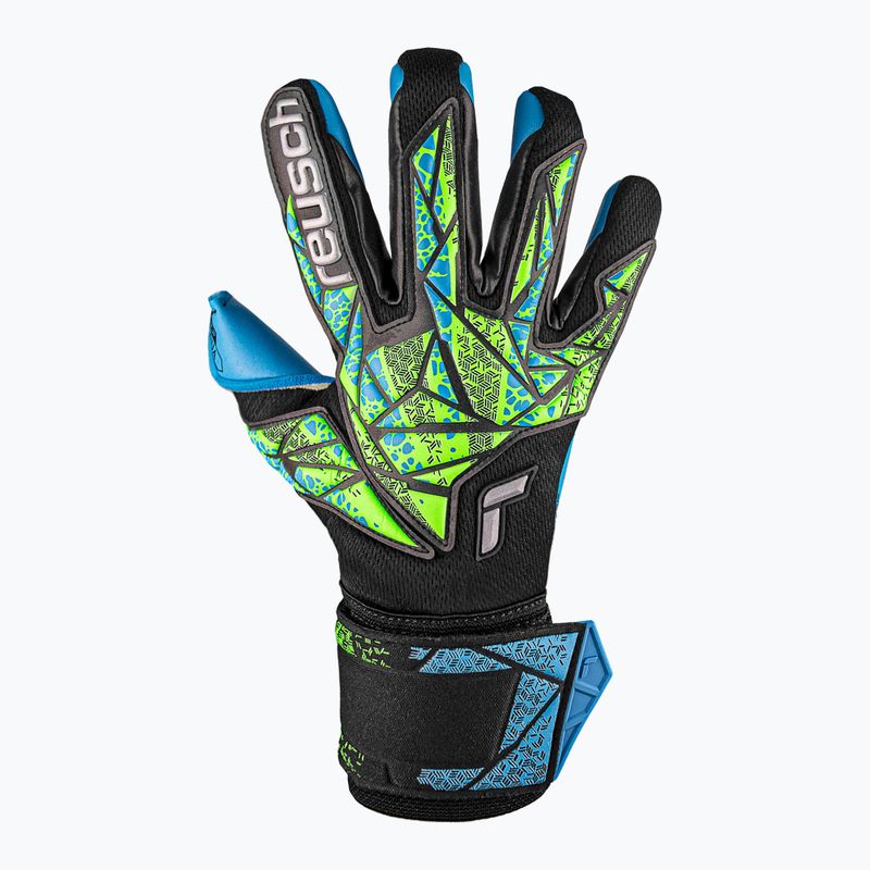 Guanti da portiere Reusch Attrakt Aqua nero/fluo lime/aqua 5