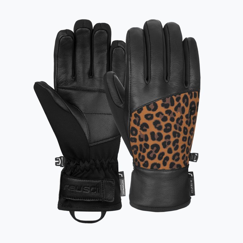 Guanto da sci da donna Reusch Beatrix R-Tex XT nero/marrone leopardato 6