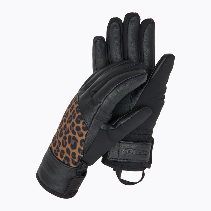 Guanto da sci da donna Reusch Beatrix R-Tex XT nero/marrone leopardato