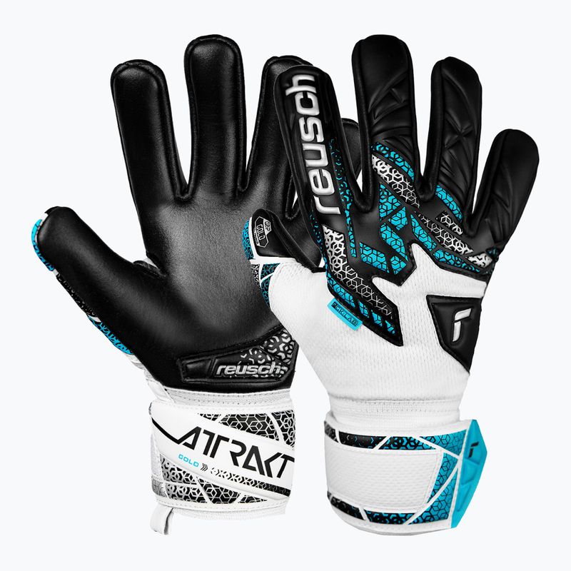 Guanti da portiere per bambini Reusch Attrakt Gold NC Junior bianco/argento/nero