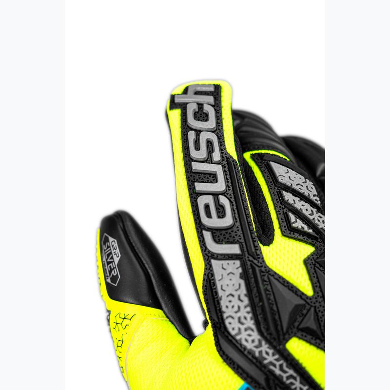 Guanti da portiere per bambini Reusch Attrakt Freegel Silver Junior di sicurezza giallo/argento/nero 5