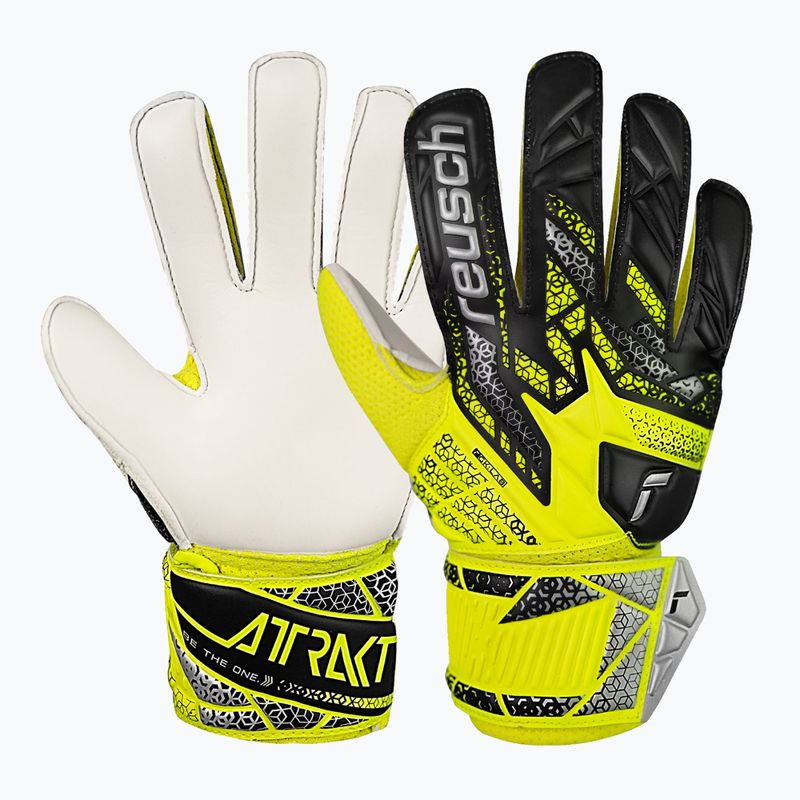 Guanti da portiere per bambini Reusch Attrakt Solid Junior di sicurezza giallo/argento