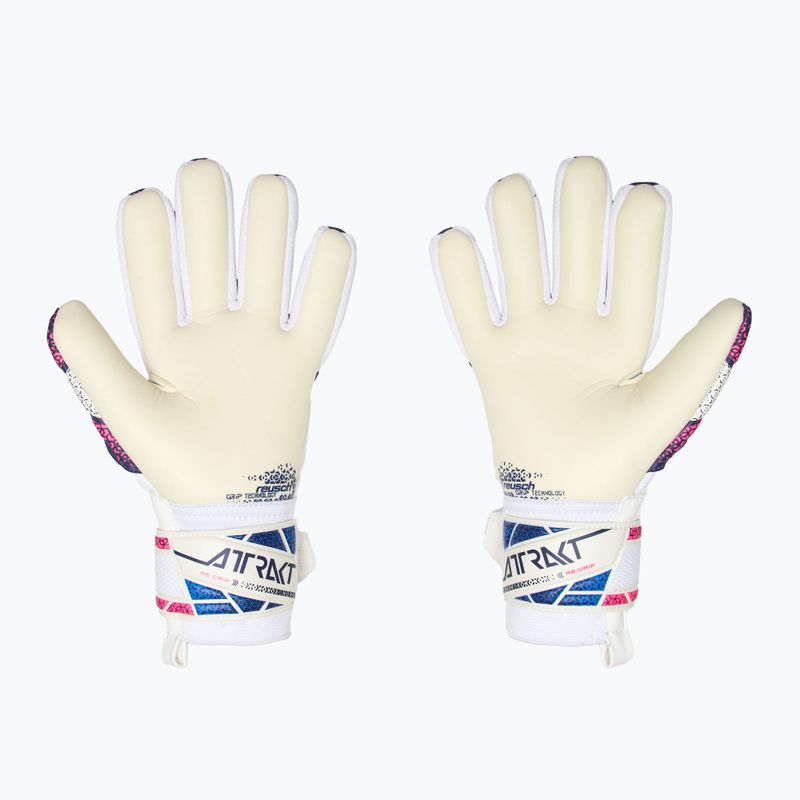 Guanti da portiere per bambini Reusch Attrakt RE:GRIP NC Junior blu/rosa/bianco 3