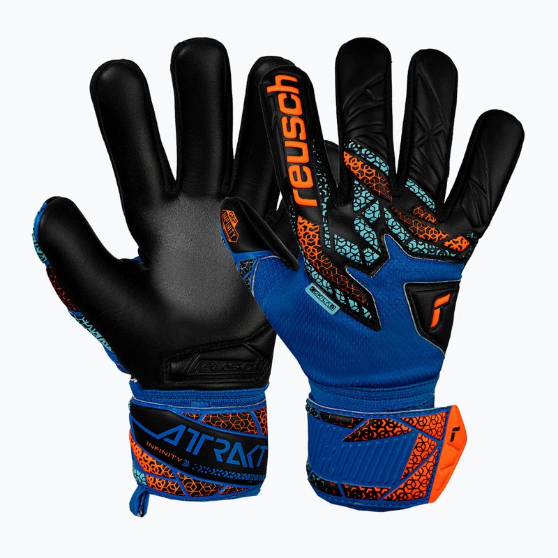 Guanti da portiere Reusch Attrakt Infinity NC Junior blu elettrico/arancio shocking/nero