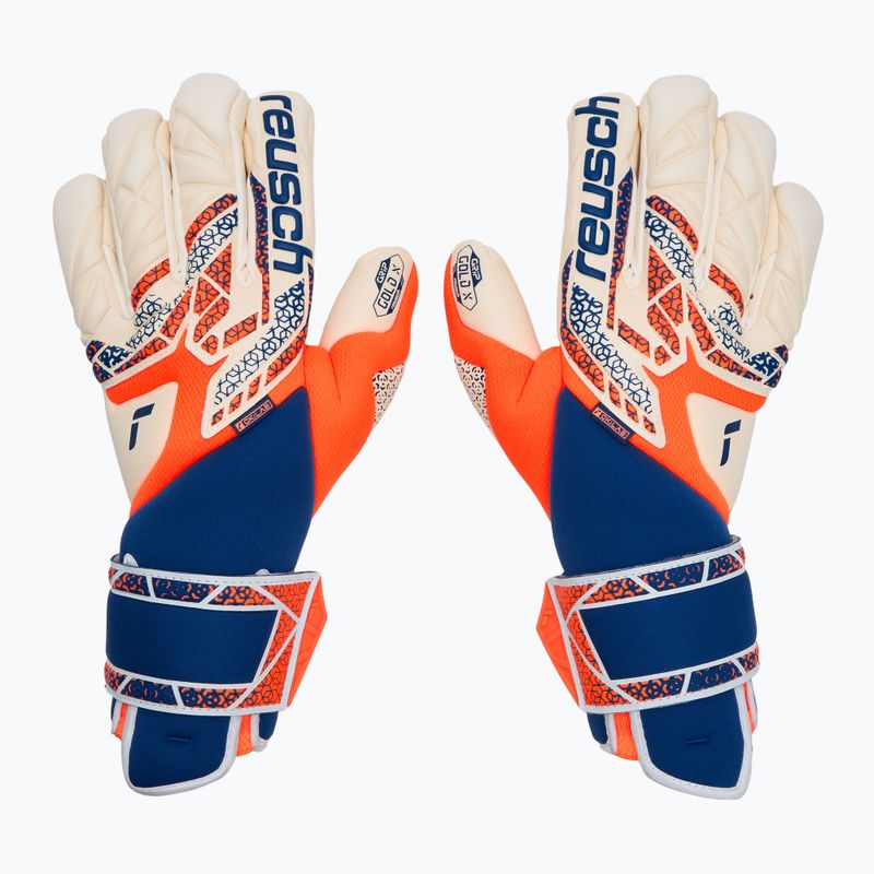 Guanti da portiere Reusch Attrakt Gold X Guardian arancio shocking/blu energia 2