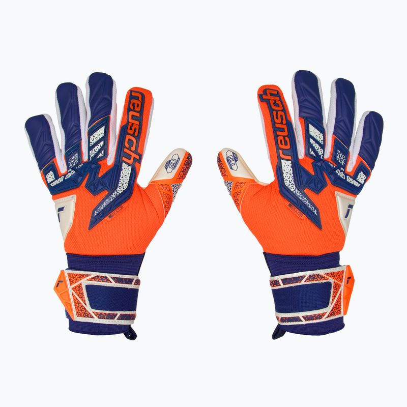 Guanti da portiere per bambini Reusch Attrakt Freegel Gold NC Junior arancio/blu 2
