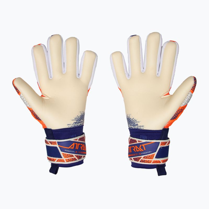 Guanti da portiere per bambini Reusch Attrakt Freegel Gold NC Junior arancio/blu 3