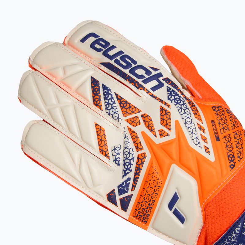Guanti da portiere per bambini Reusch Attrakt Solid Junior arancio shocking/blu energia 4