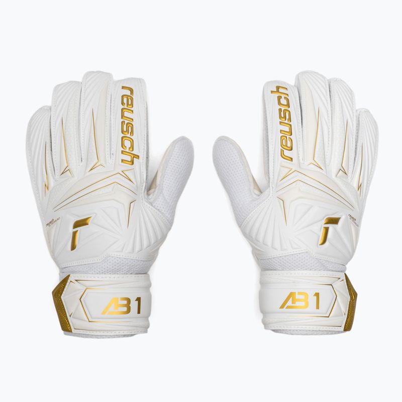 Guanti da portiere per bambini Reusch Attrakt AB1 Solid Junior white/gold 2