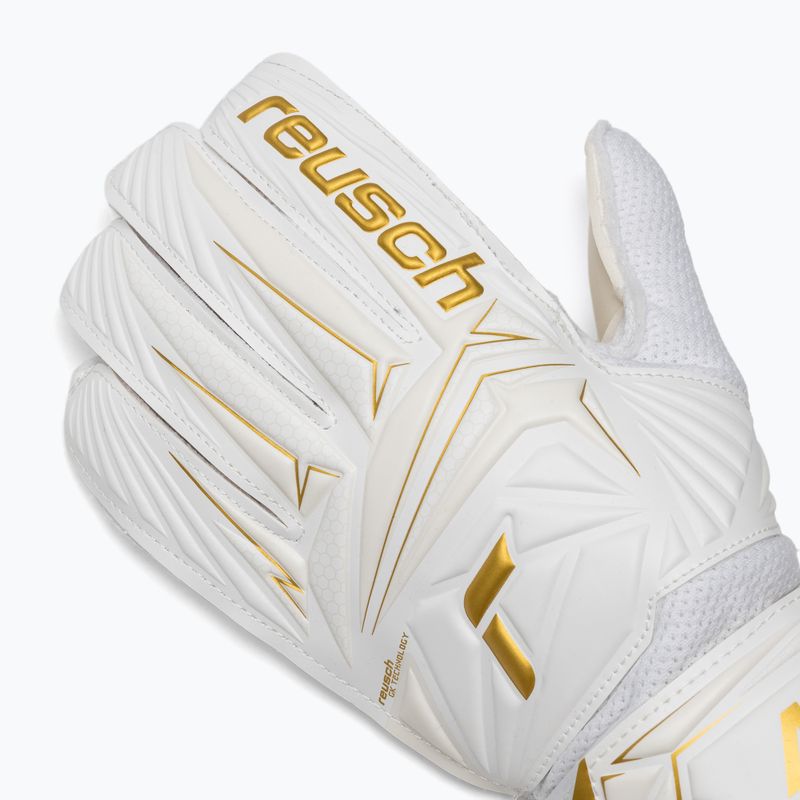 Guanti da portiere per bambini Reusch Attrakt AB1 Solid Junior white/gold 4