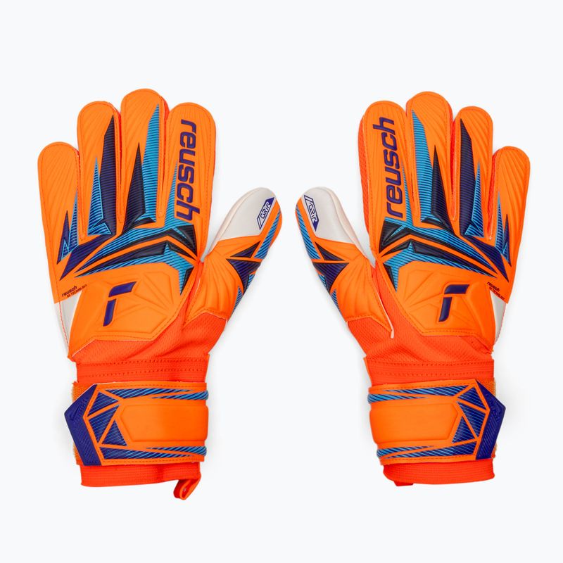 Guanti da portiere per bambini Reusch Attrakt Grip Junior shocking orange/blue 2
