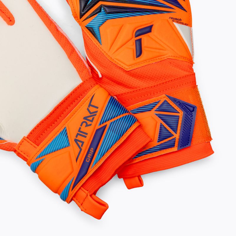 Guanti da portiere per bambini Reusch Attrakt Grip Junior shocking orange/blue 5