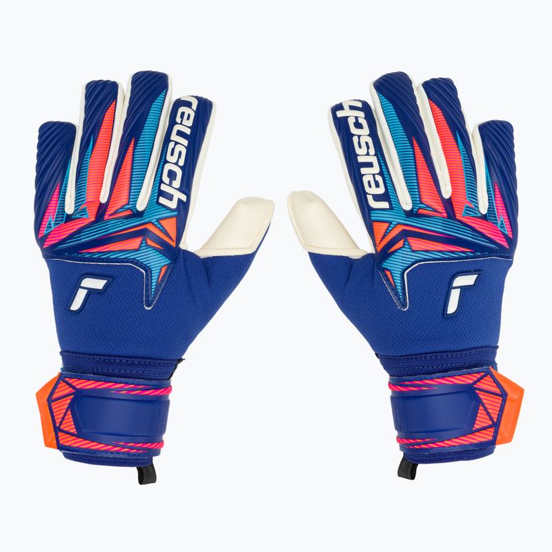 Guanti da portiere per bambini Reusch Attrakt Gold X NC Junior sharp blue/white/shocking orange 2