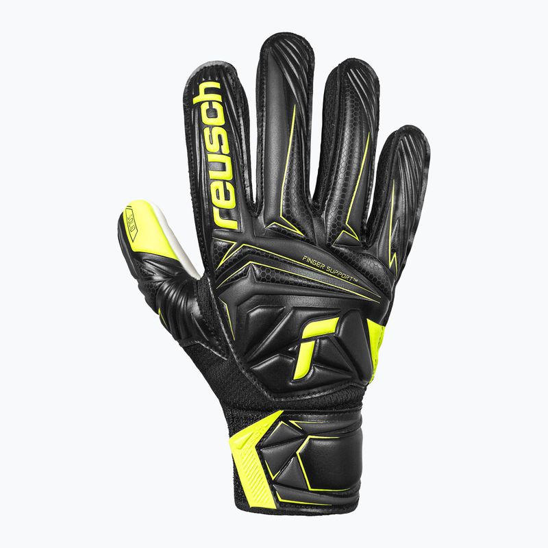 Guanti da portiere per bambini Reusch Attrakt Starter Solid Finger Support Junior black/safety yellow 2