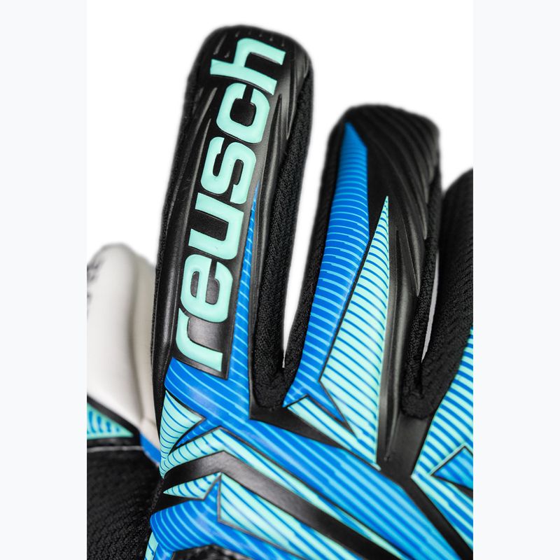 Guanti da portiere per bambini Reusch Attrakt RE:GRIP NC Junior black/ocean light 6