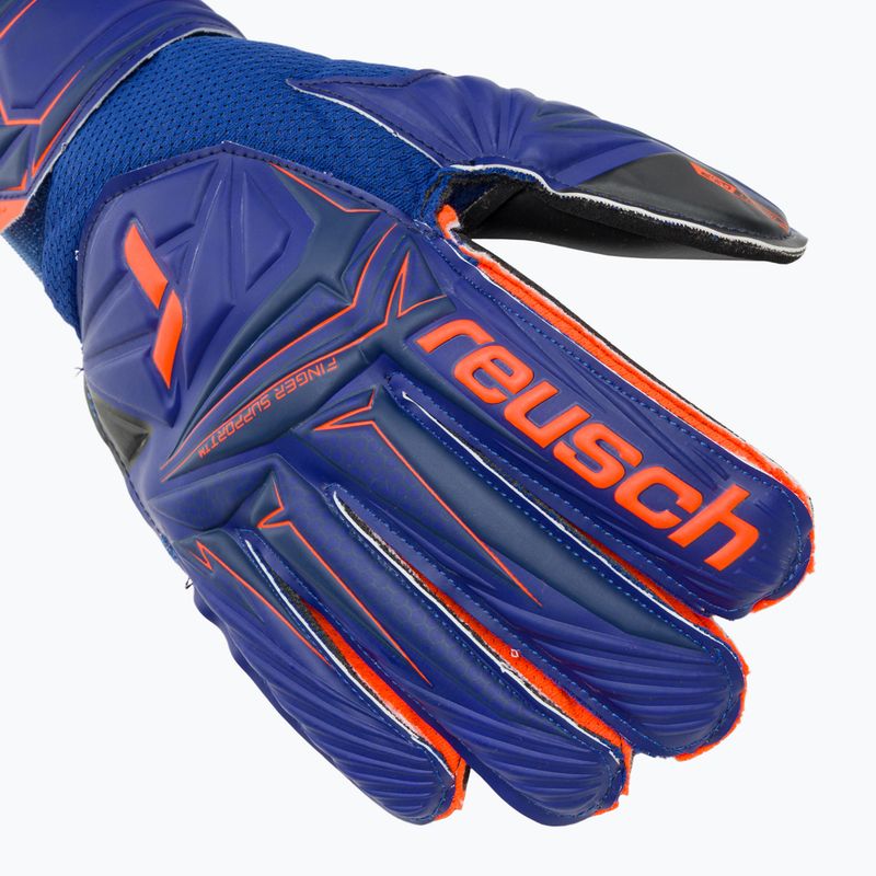 Guanti da portiere per bambini Reusch Attrakt Infinity Finger Support Junior sharp blue/shocking orange/black 4