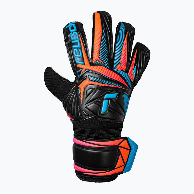 Guanti da portiere Reusch Attrakt Solid black/aqua blue/shocking orange 2
