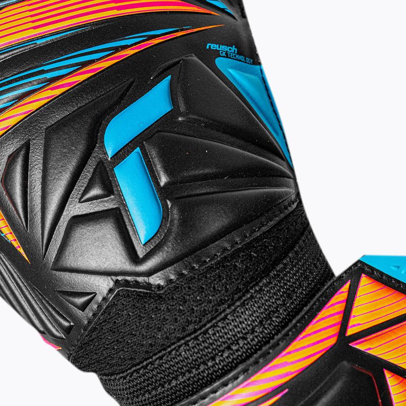Guanti da portiere Reusch Attrakt Solid black/aqua blue/shocking orange 5