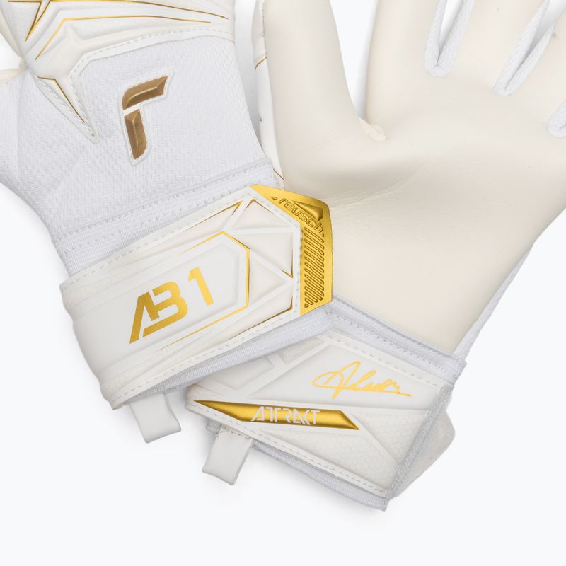 Guanti da portiere per bambini Reusch Attrakt AB1 Advance Junior white/gold 5