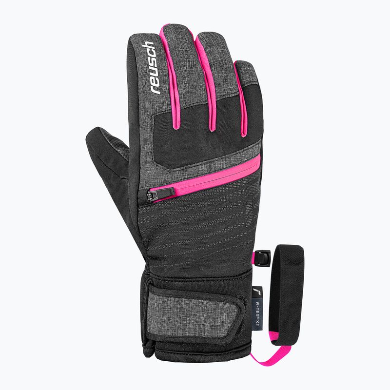 Guanti da sci per bambini Reusch Leo R-Tex XT black/black melange/pink glo 2
