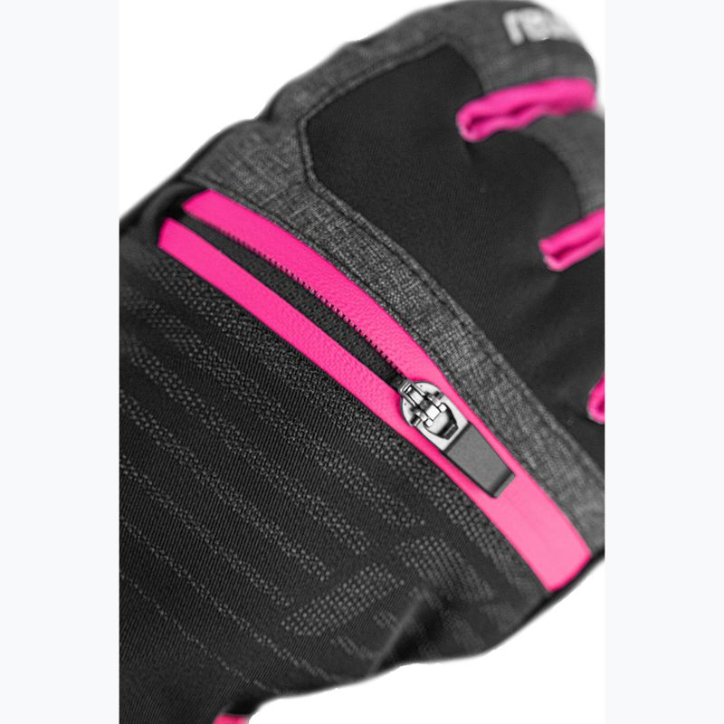 Guanti da sci per bambini Reusch Leo R-Tex XT black/black melange/pink glo 6