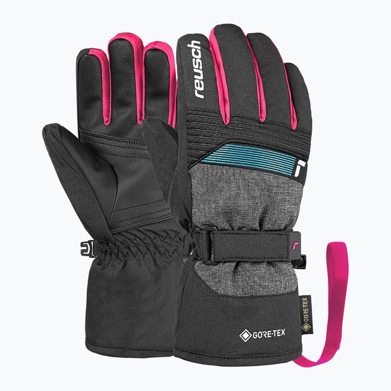 Guanti da sci per bambini Reusch Rocket GORE-TEX black/black melange/pink glo