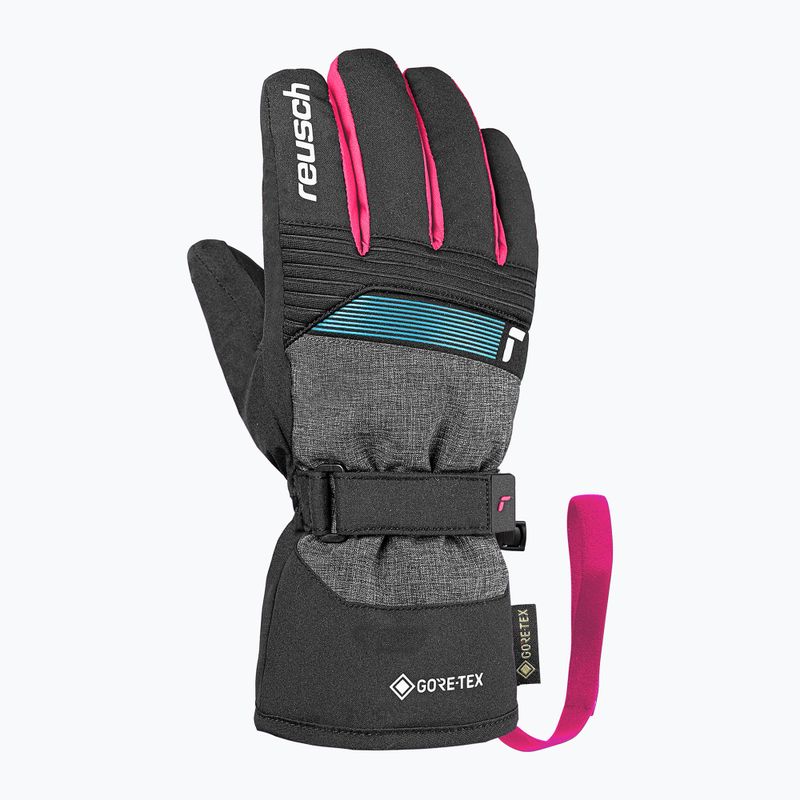 Guanti da sci per bambini Reusch Rocket GORE-TEX black/black melange/pink glo 3