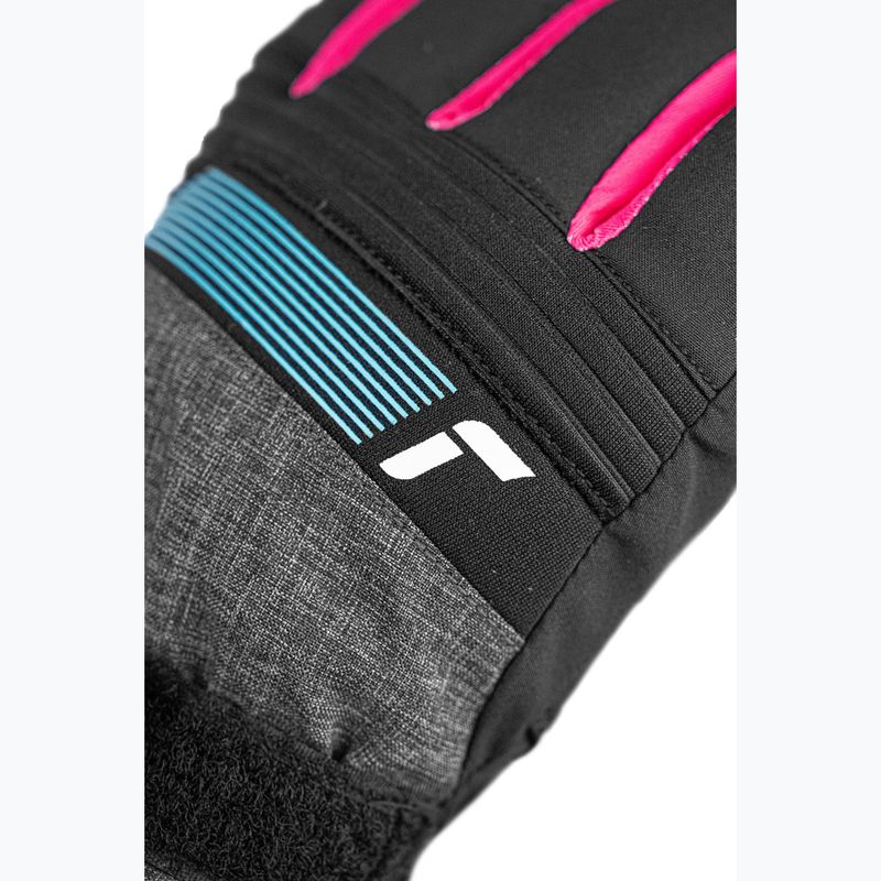 Guanti da sci per bambini Reusch Rocket GORE-TEX black/black melange/pink glo 5