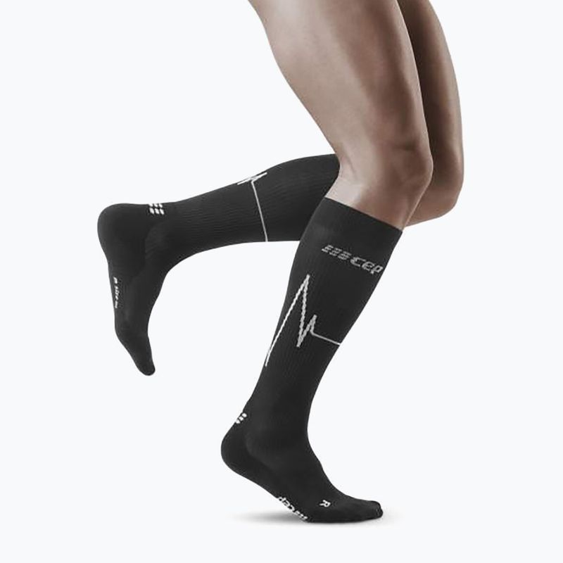 CEP Heartbeat calze da corsa a compressione da uomo nero WP30KC2 4