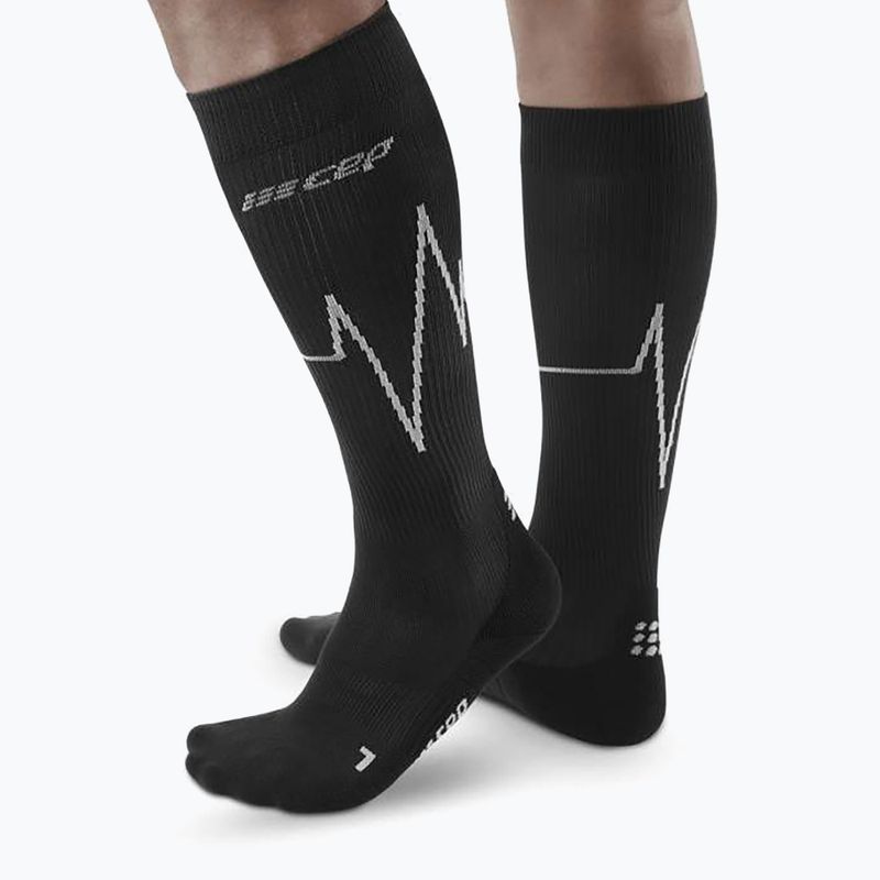 CEP Heartbeat calze da corsa a compressione da uomo nero WP30KC2 6
