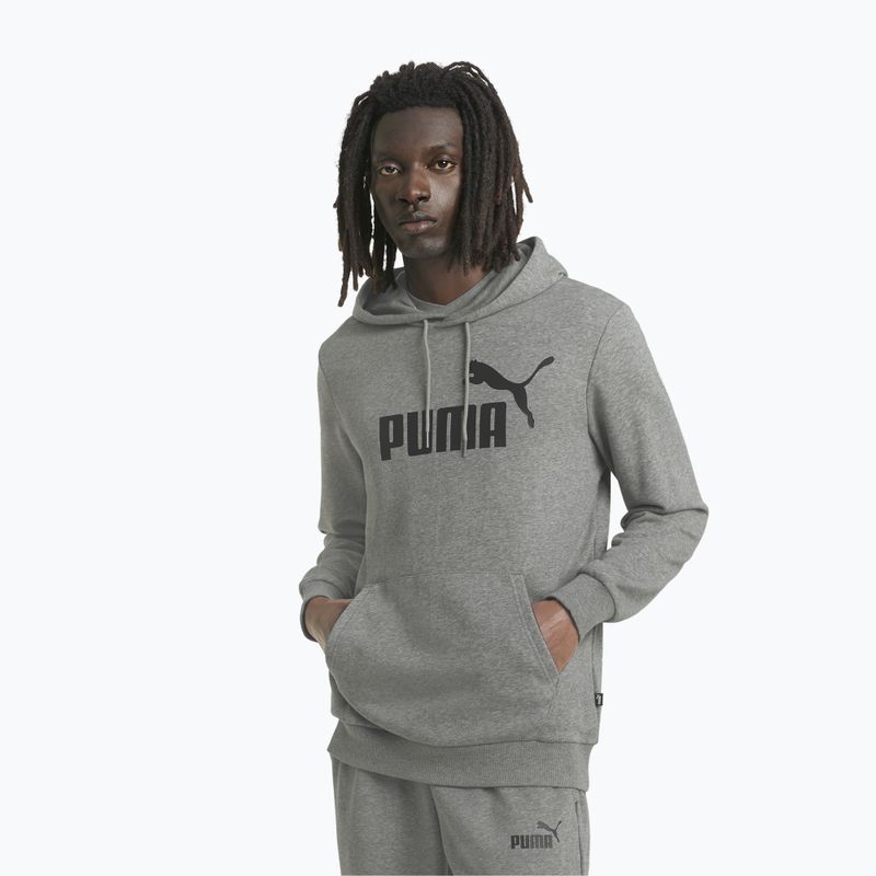 Felpa da uomo PUMA Essentials Big Logo Hoodie TR medium gray heather