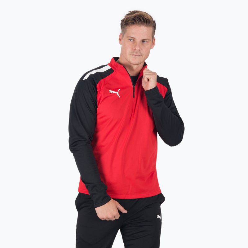 Felpa da calcio PUMA Teamliga 1/4 Zip Top uomo rosso/puma nero