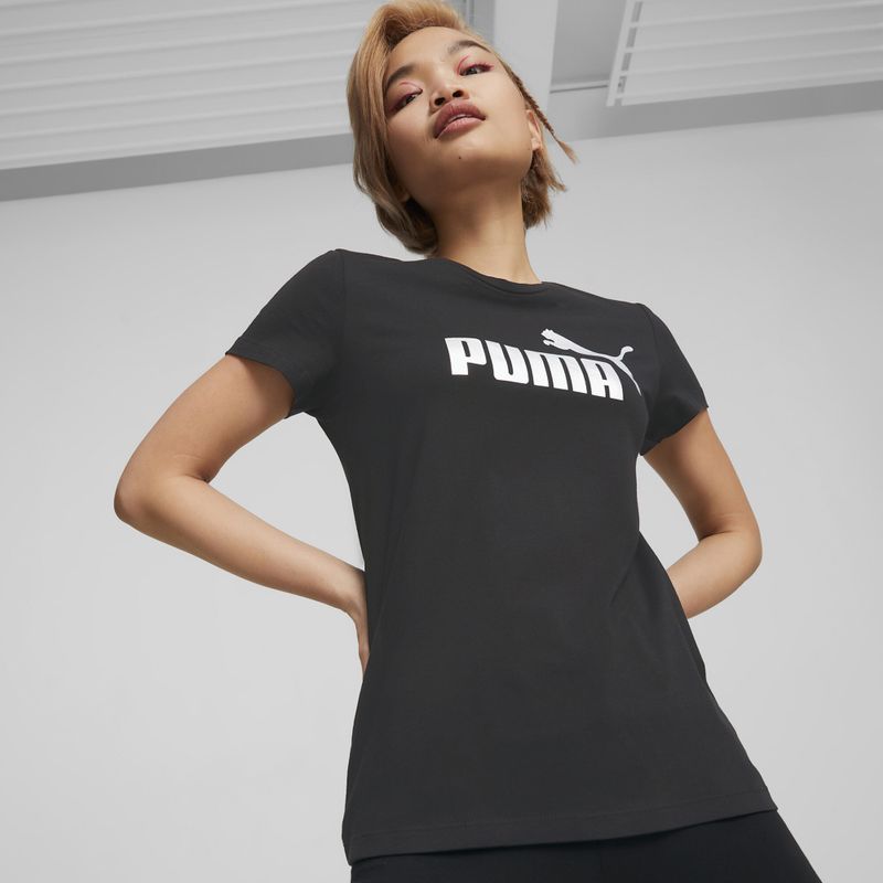 PUMA ESS+ Metallic Logo Tee Donna puma nero/argento metallizzato 3