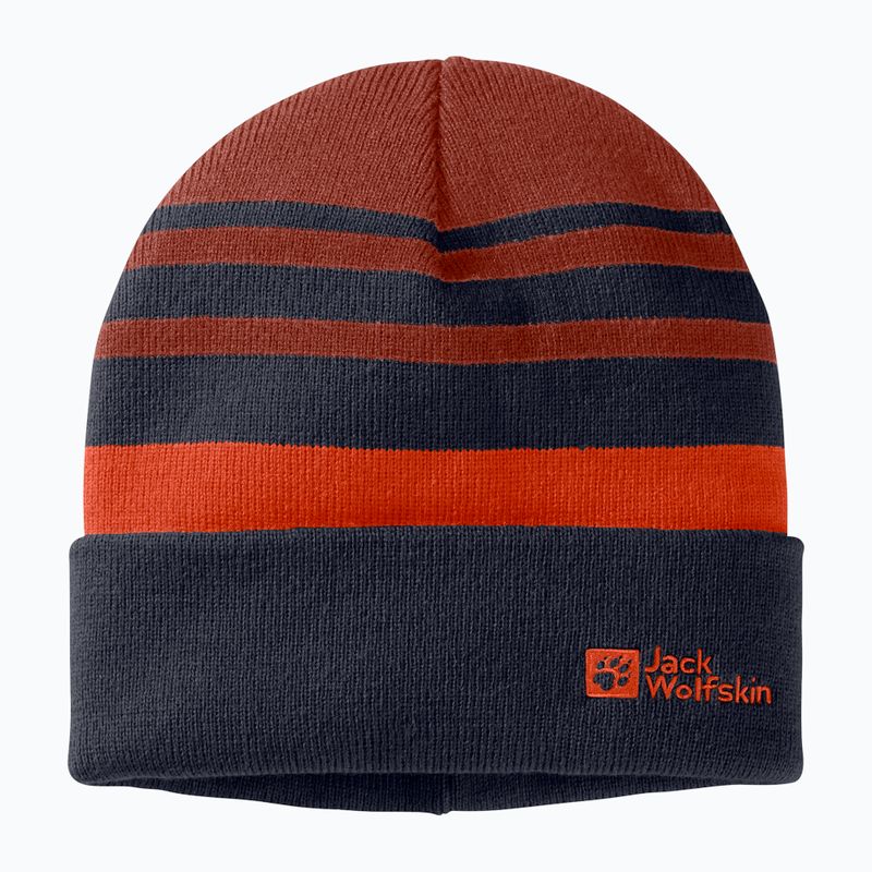 Cappello invernale per bambini Jack Wolfskin Stripy Knit blu notte