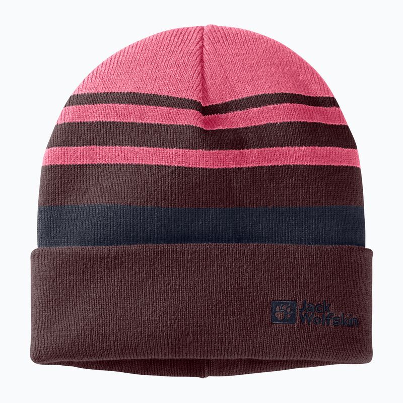 Berretto invernale per bambini Jack Wolfskin Stripy Knit rosa limonata