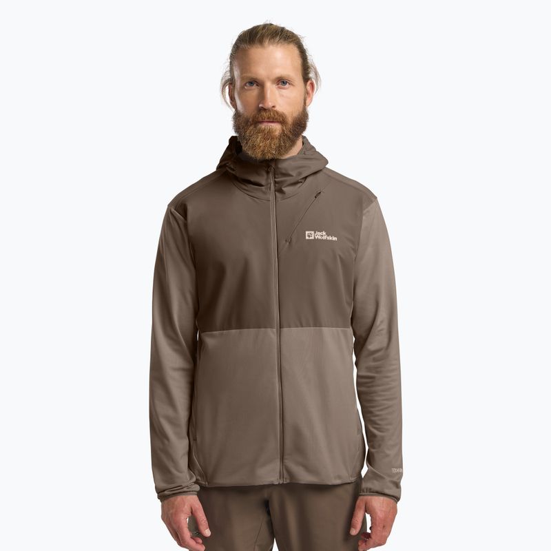 Felpa da trekking Jack Wolfskin Prelight Trail Hoody da uomo, caffè freddo