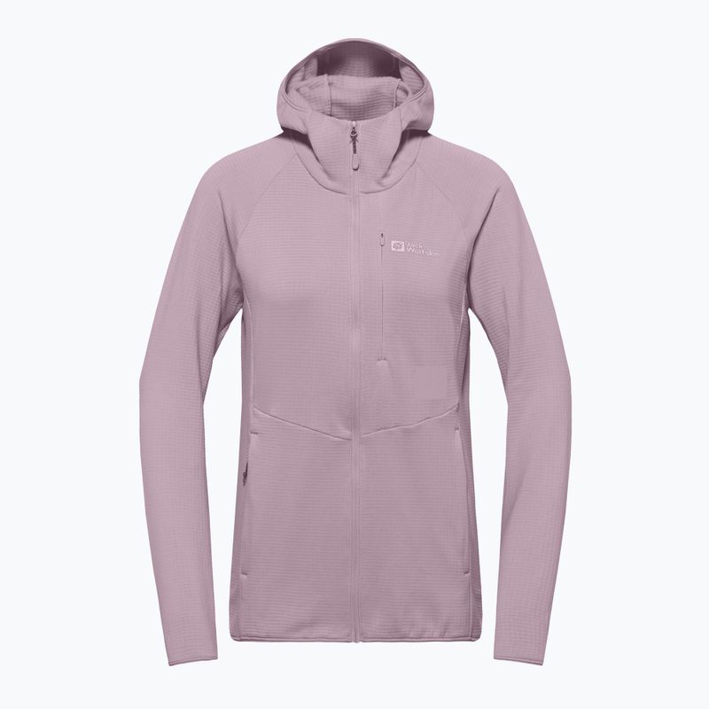 Felpa in pile da donna Jack Wolfskin Kolbenberg con cappuccio e zip intera, wild blossom 7