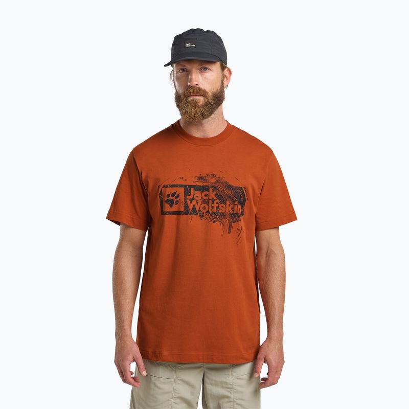 Maglietta Jack Wolfskin da uomo Jack Wolfskin Brand T arancione bruciato