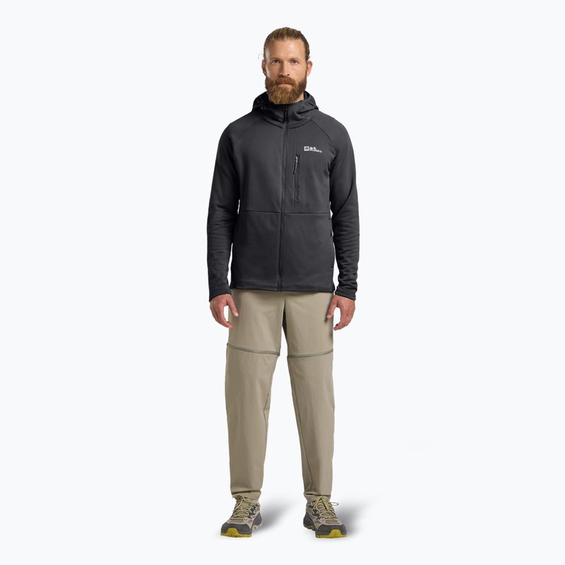 Felpa da uomo Jack Wolfskin Kolbenberg con cappuccio e zip intera in pile phantom 2