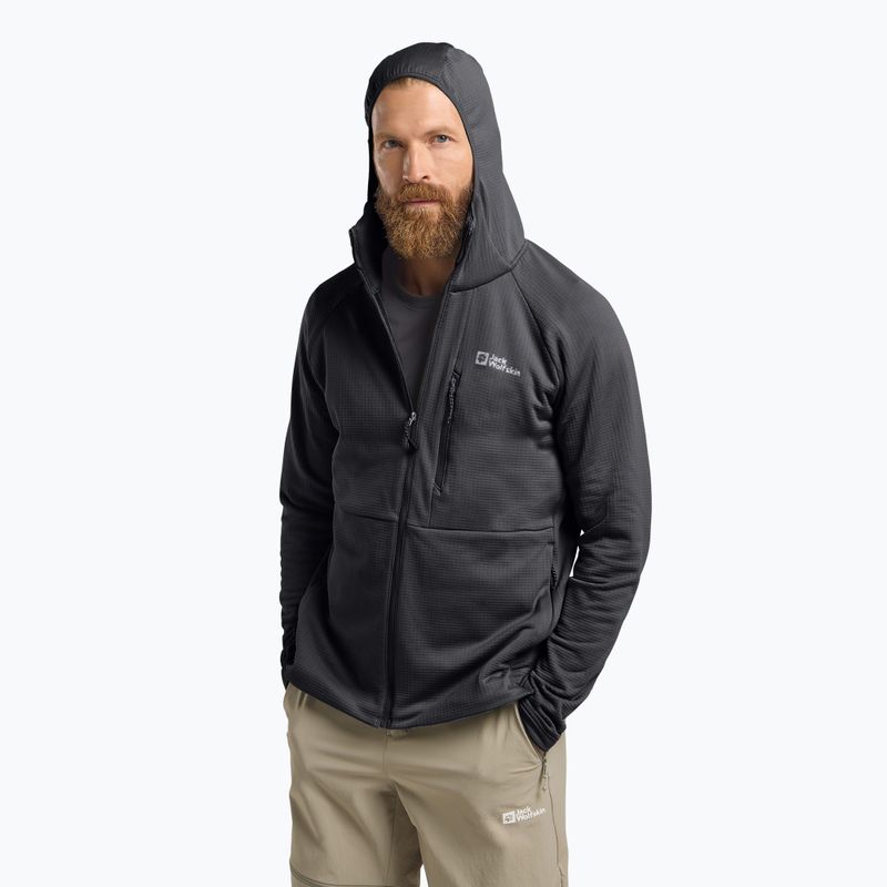 Felpa da uomo Jack Wolfskin Kolbenberg con cappuccio e zip intera in pile phantom 4